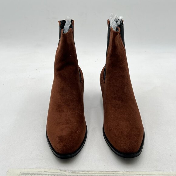 FOWT Dark Brown Men Fashion Round Toe Block Low Heel Stretchy Ankle Boots main image 6